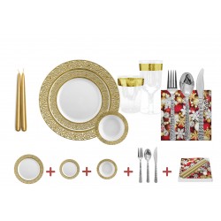 Inspiration - Luxe Wit/Goud Kerst Servies Set voor 10