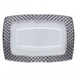 Diamond - 10 Luxe Wit/Zilver Rechthoekige Dessert Kommen 150ml