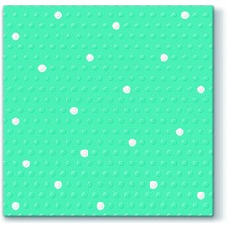 20 Servetten Inspiration Dots Spots Wit/Turkoois - 33x33cm 3 lagen