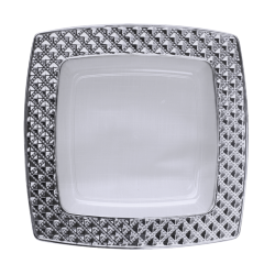 Diamond - 10 Luxe Transparant/Zilver Vierkante Dinerborden 20cm