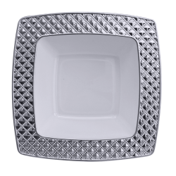 Diamond - 10 Luxe Wit/Zilver Vierkante Soep Kommen 400ml