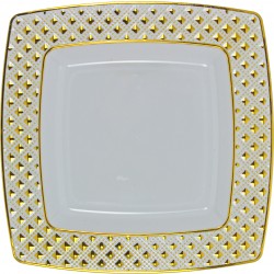 Diamond - 10 Luxe Wit/Goud Vierkante Dinerborden 20cm
