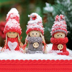 20 Servetten Christmas Happy New Year Winter Dolls - 33x33cm 3 lagen