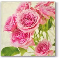 20 Servetten Pink Roses - 33x33cm 3 lagen