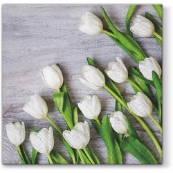 20 Servetten White Tulips - 33x33cm 3 lagen