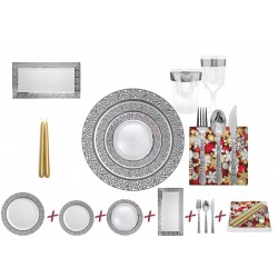 Inspiration - Luxe Transparant/Zilver Kerst Servies Set voor 10