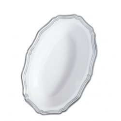 Aristocrat - Luxe Ovale Serveerschaal Wit/Zilver Medium 