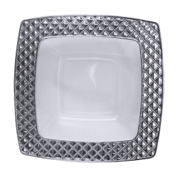 Diamond - 10 Luxe Transparant/Zilver Vierkante Soep Kommen 400ml
