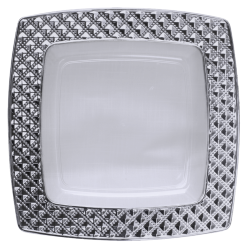 Diamond - 10 Luxe Transparant/Zilver Vierkante Dinerborden 24cm