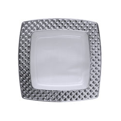 Diamond - 10 Luxe Transparant/Zilver Vierkante Dessertborden 16cm